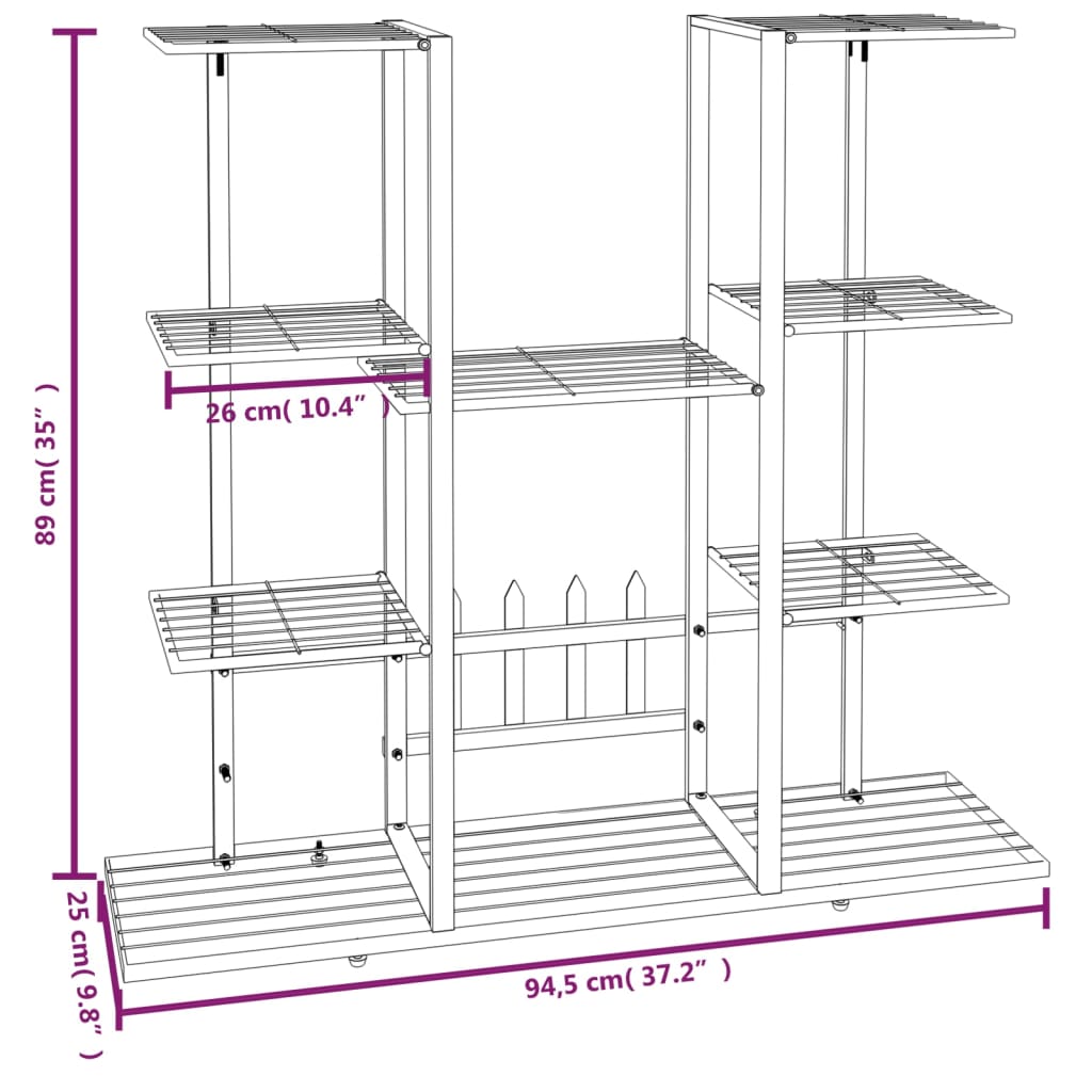 vidaXL Suport pentru flori, 94,5x25x89 cm, alb, fier vidaXL Suport pentru flori, 94,5x25x89 cm, alb, fier