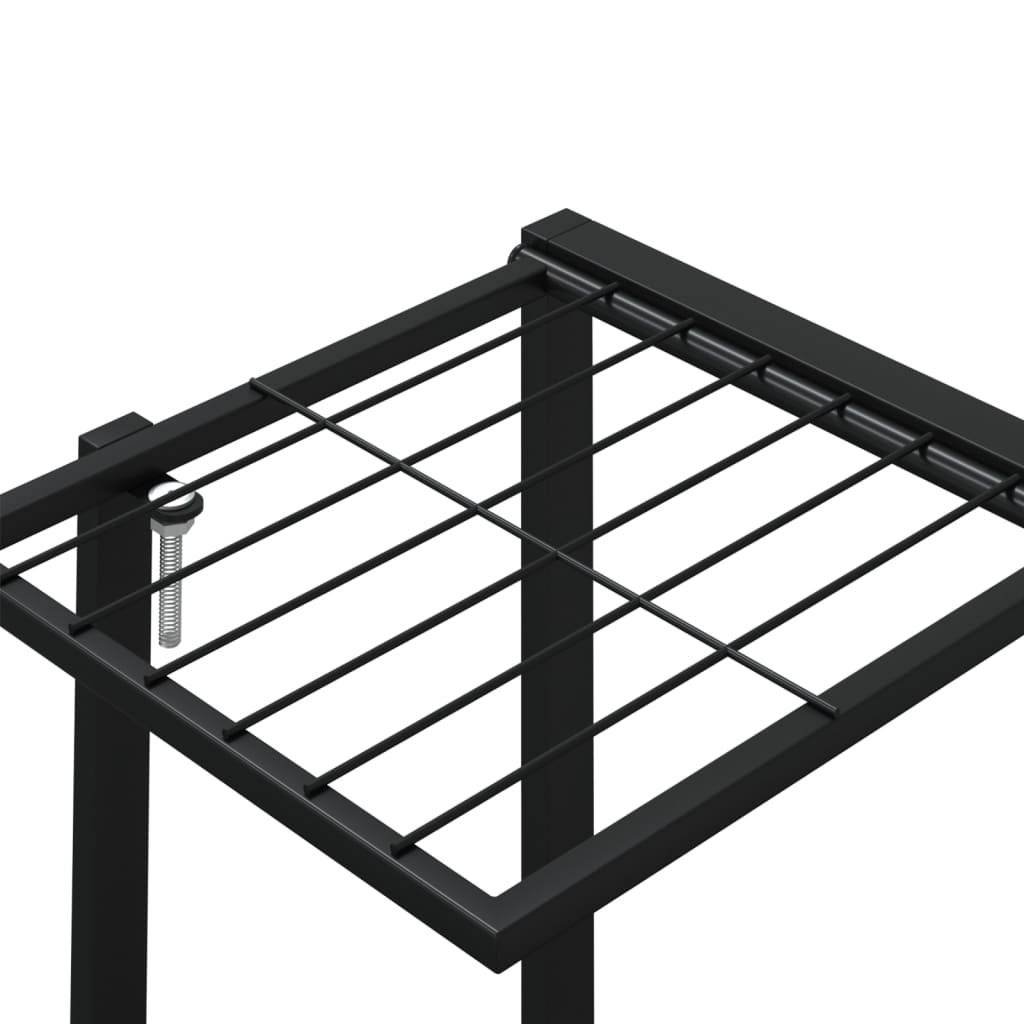 vidaXL Suport pentru flori cu roți, 94,5x24,5x91,5 cm, negru, fier vidaXL Suport pentru flori cu roți, 94,5x24,5x91,5 cm, negru, fier