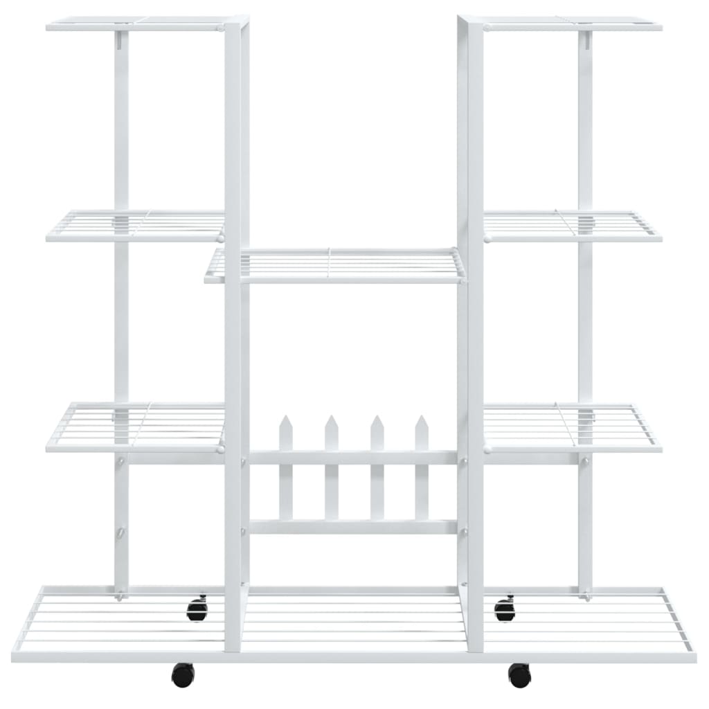 vidaXL Suport pentru flori cu roți, 94,5x24,5x91,5 cm, alb, fier vidaXL Suport pentru flori cu roți, 94,5x24,5x91,5 cm, alb, fier