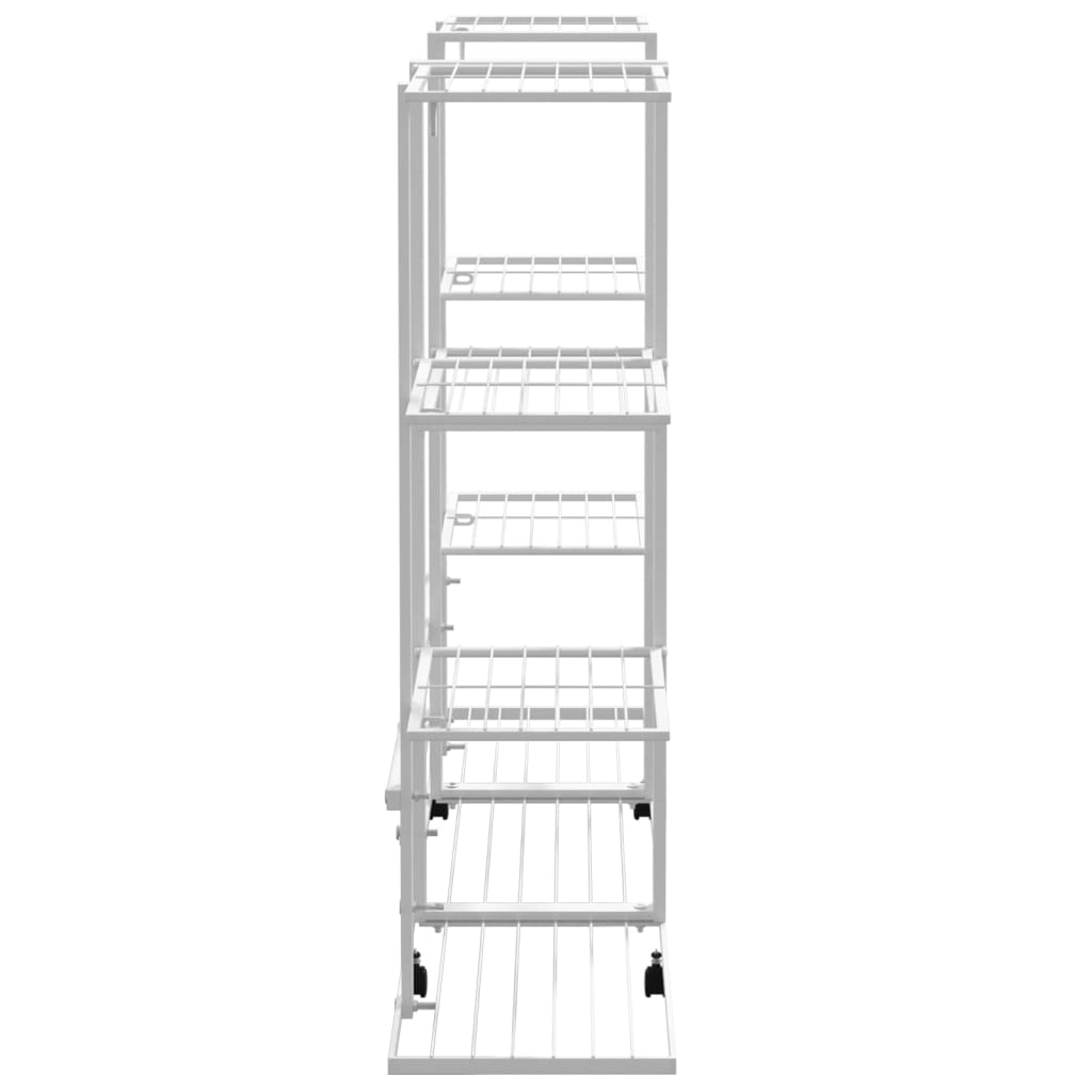 vidaXL Suport pentru flori cu roți, 94,5x24,5x91,5 cm, alb, fier vidaXL Suport pentru flori cu roți, 94,5x24,5x91,5 cm, alb, fier