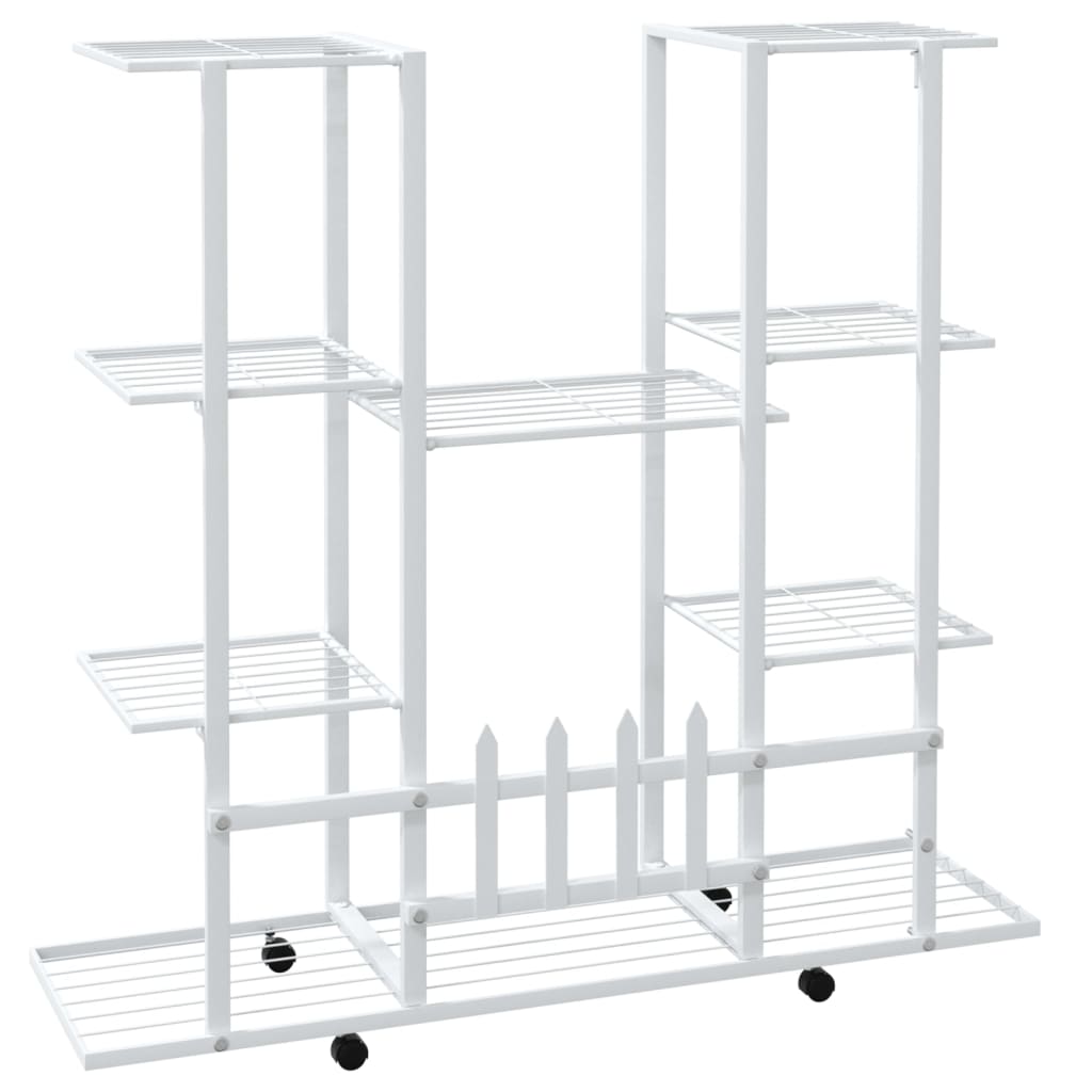 vidaXL Suport pentru flori cu roți, 94,5x24,5x91,5 cm, alb, fier vidaXL Suport pentru flori cu roți, 94,5x24,5x91,5 cm, alb, fier