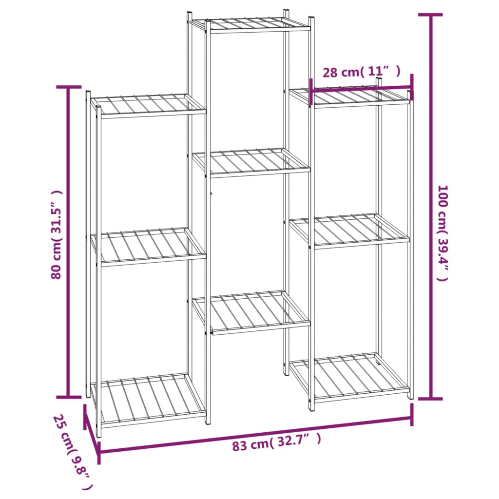 vidaXL Suport pentru flori, 83x25x100 cm, negru, fier vidaXL Suport pentru flori, 83x25x100 cm, negru, fier