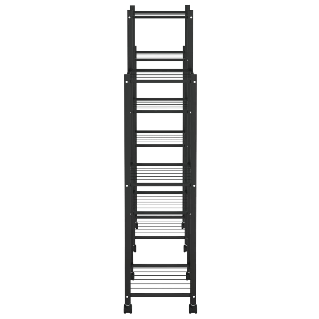 vidaXL Suport pentru flori cu roți, 83x25x103,5 cm, negru, fier vidaXL Suport pentru flori cu roți, 83x25x103,5 cm, negru, fier