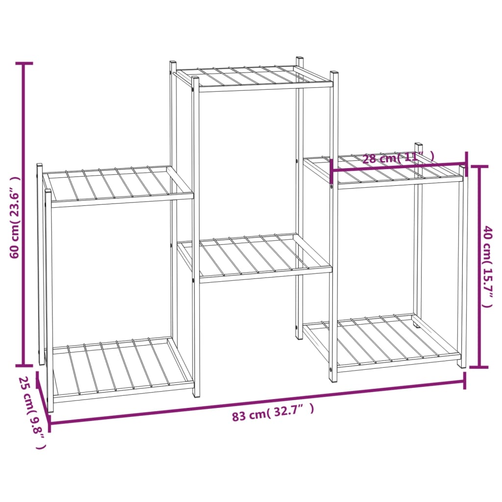 vidaXL Suport pentru flori, 83x25x60 cm, negru, fier
