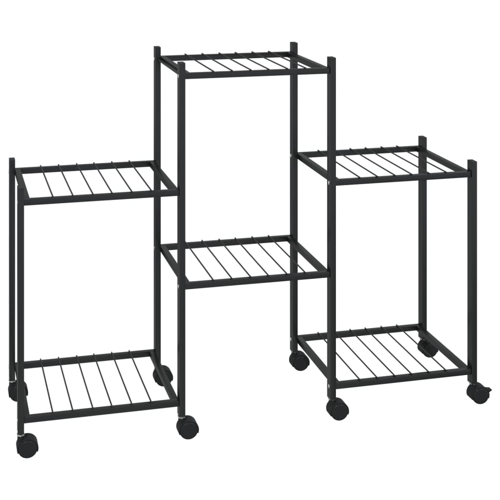 vidaXL Suport pentru flori cu roți, 83x25x63,5 cm, negru, fier vidaXL Suport pentru flori cu roți, 83x25x63,5 cm, negru, fier