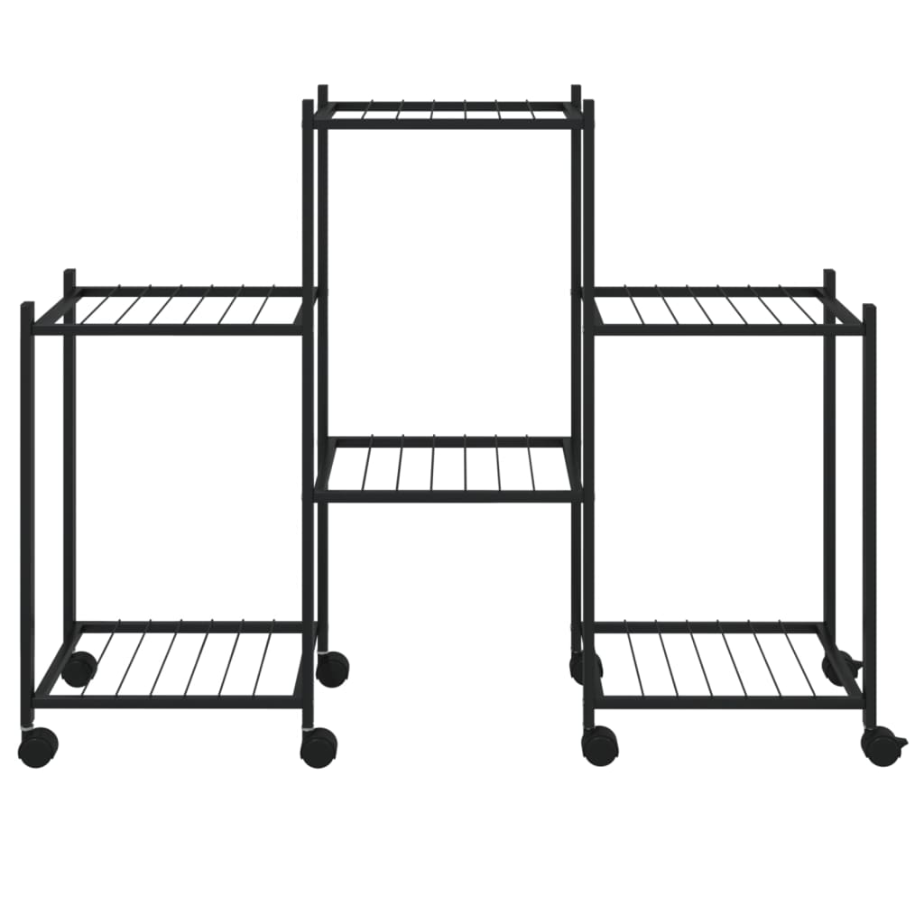 vidaXL Suport pentru flori cu roți, 83x25x63,5 cm, negru, fier vidaXL Suport pentru flori cu roți, 83x25x63,5 cm, negru, fier