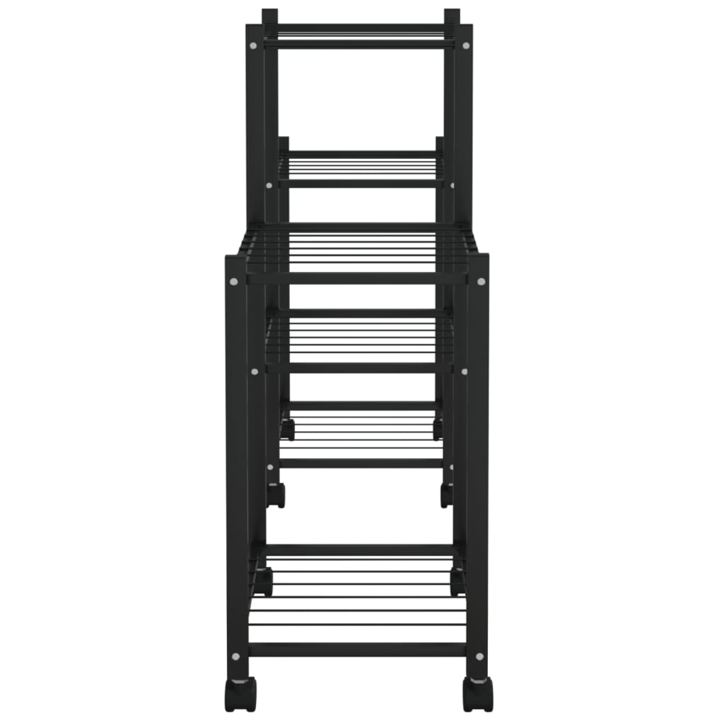 vidaXL Suport pentru flori cu roți, 83x25x63,5 cm, negru, fier vidaXL Suport pentru flori cu roți, 83x25x63,5 cm, negru, fier