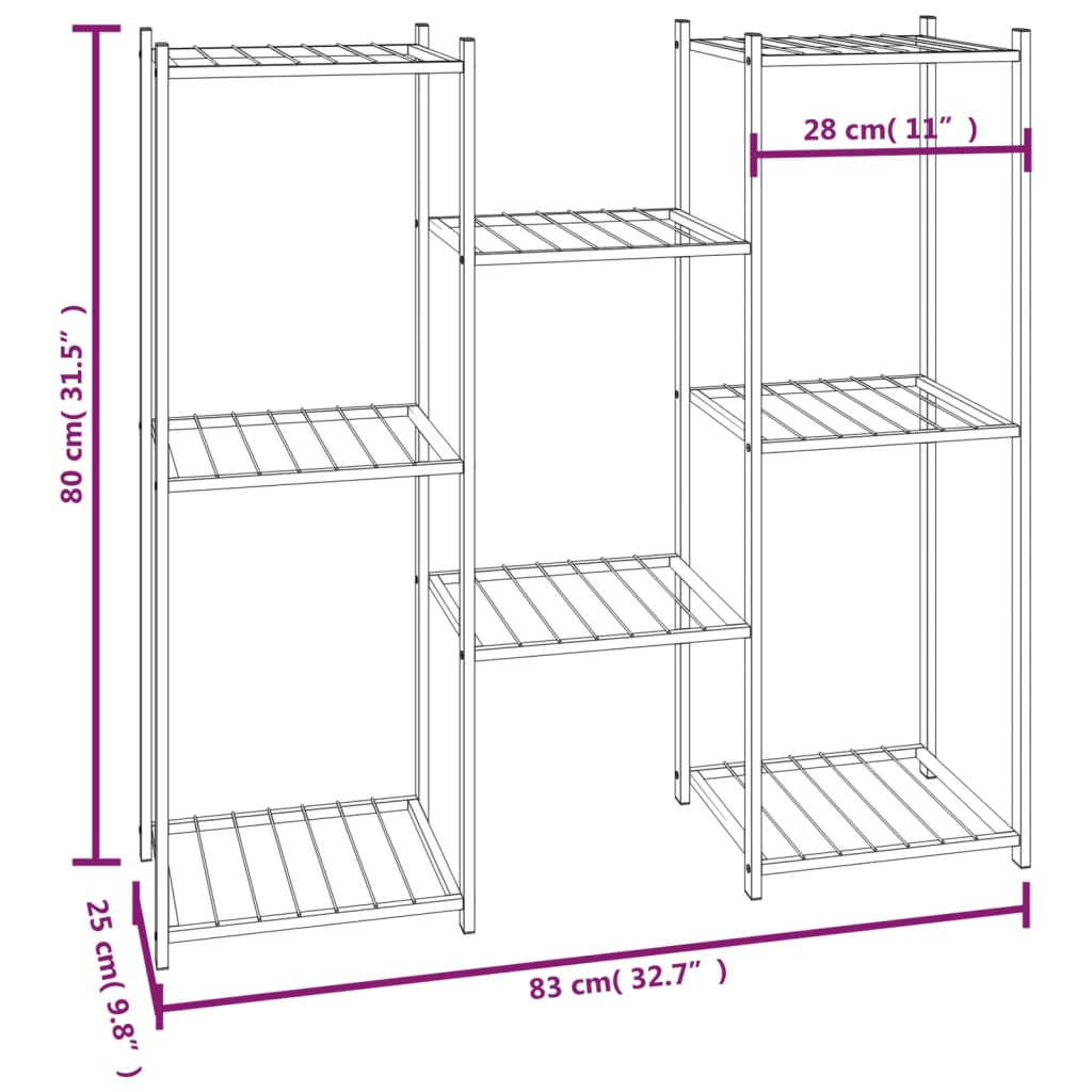 vidaXL Suport pentru flori, 83x25x80 cm, negru, fier vidaXL Suport pentru flori, 83x25x80 cm, negru, fier