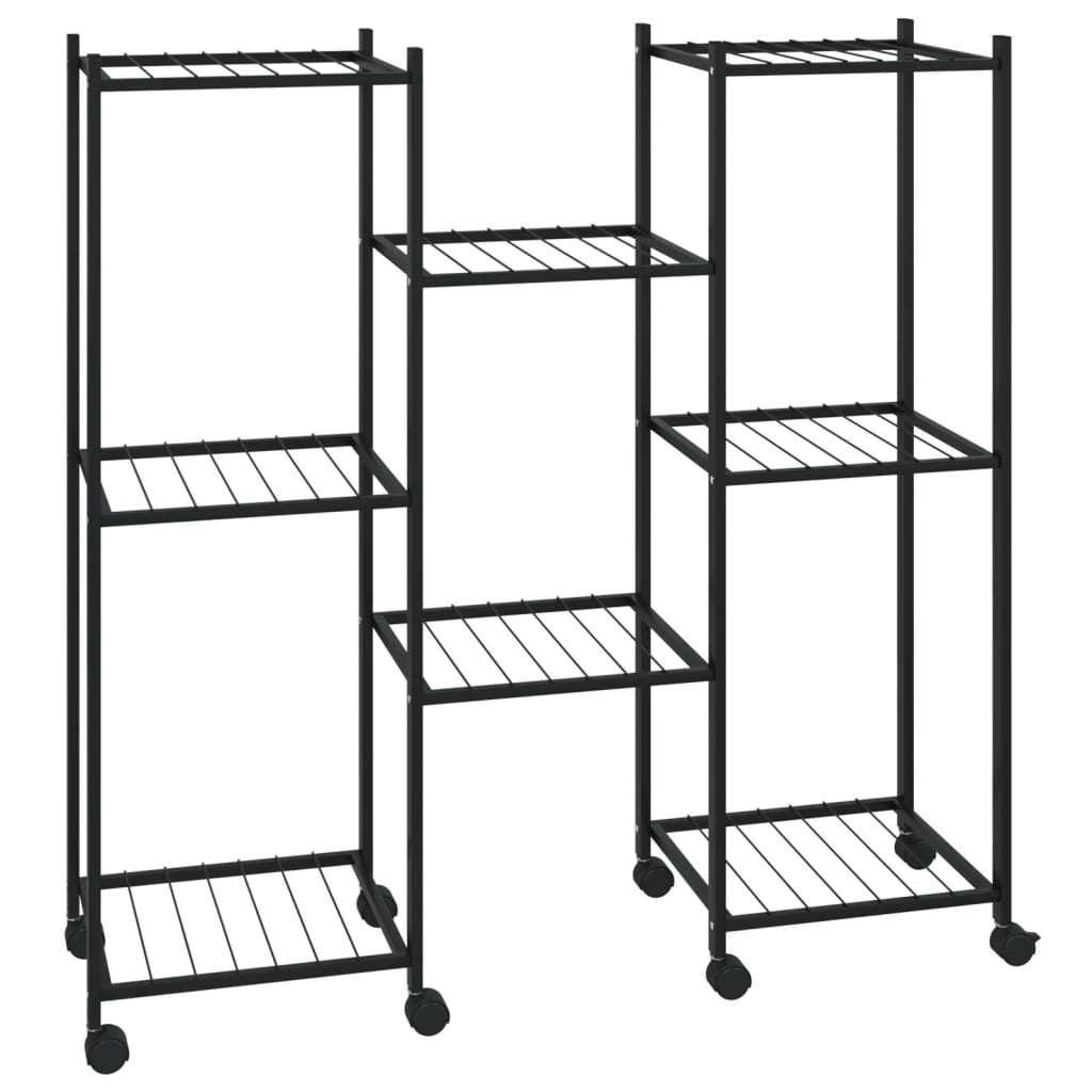 vidaXL Suport pentru flori cu roți, 83x25x83,5 cm, negru, fier vidaXL Suport pentru flori cu roți, 83x25x83,5 cm, negru, fier