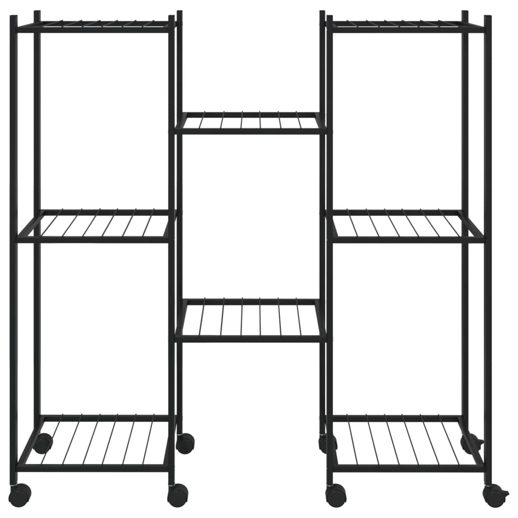 vidaXL Suport pentru flori cu roți, 83x25x83,5 cm, negru, fier vidaXL Suport pentru flori cu roți, 83x25x83,5 cm, negru, fier