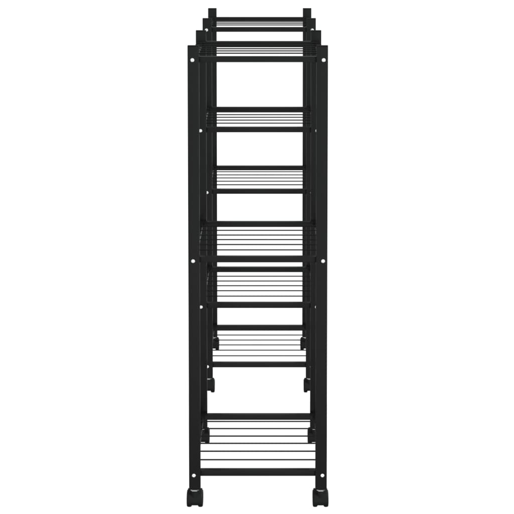vidaXL Suport pentru flori cu roți, 83x25x83,5 cm, negru, fier vidaXL Suport pentru flori cu roți, 83x25x83,5 cm, negru, fier