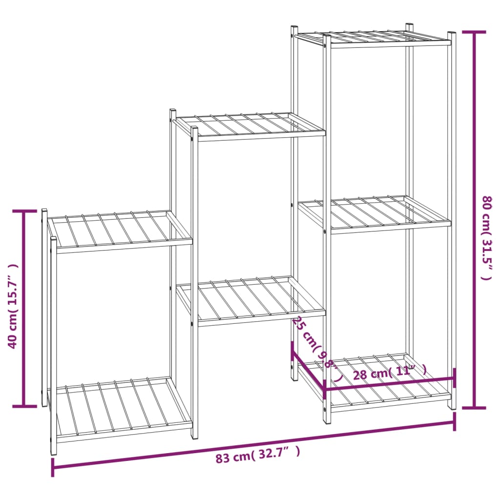 vidaXL Suport pentru flori, 83x25x80 cm, negru, fier
