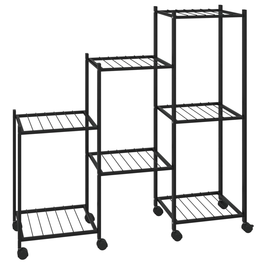 vidaXL Suport pentru flori cu roți, 83x25x83,5 cm, negru, fier vidaXL Suport pentru flori cu roți, 83x25x83,5 cm, negru, fier