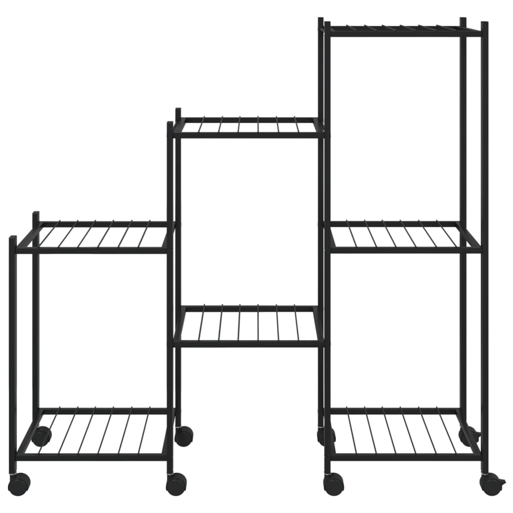 vidaXL Suport pentru flori cu roți, 83x25x83,5 cm, negru, fier vidaXL Suport pentru flori cu roți, 83x25x83,5 cm, negru, fier