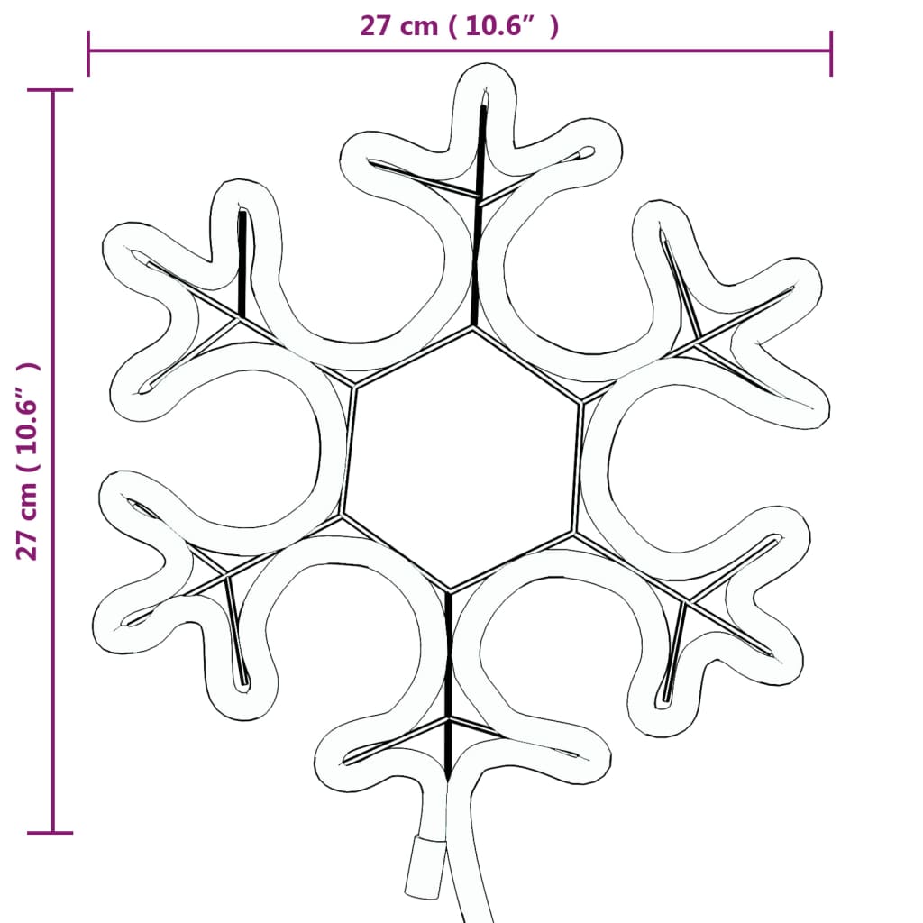 vidaXL Figurină Crăciun fulg de zăpadă, 48 LED-uri, alb cald, 27x27 cm