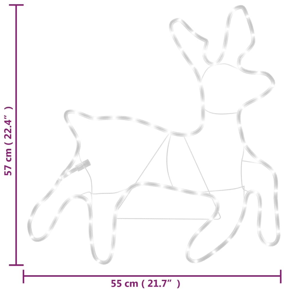 vidaXL Figurină ren de Crăciun, 72 LED-uri, alb cald, 57x55x4,5 cm
