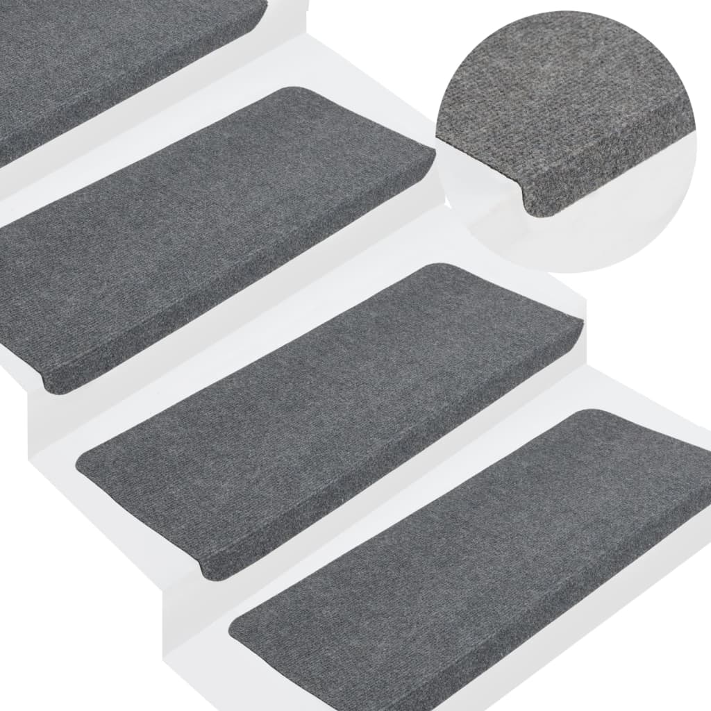 vidaXL Covorașe scări autoadezive, 15 buc., gri, 65x24,5x3,5 cm vidaXL Covorașe scări autoadezive, 15 buc., gri, 65x24,5x3,5 cm