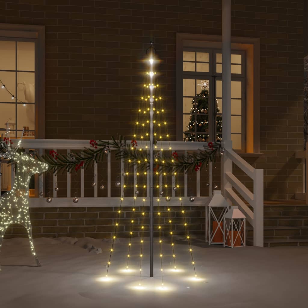 vidaXL Brad de Crăciun pe catarg, 108 LED-uri, alb cald, 180 cm vidaXL Brad de Crăciun pe catarg, 108 LED-uri, alb cald, 180 cm