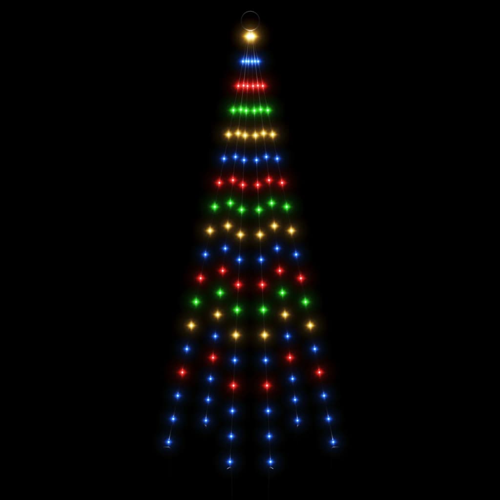 vidaXL Brad de Crăciun pe catarg, 108 LED-uri, multicolor, 180 cm