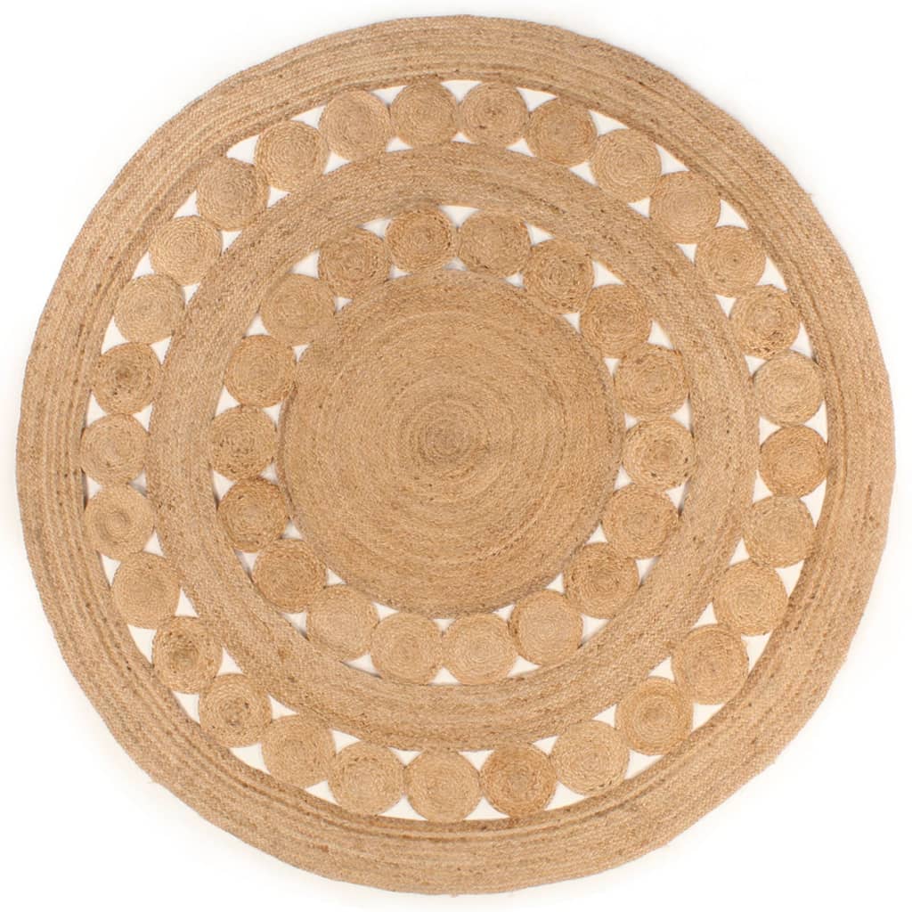 vidaXL Covor din iută cu design împletit, 240 cm, rotund vidaXL Covor din iută cu design împletit, 240 cm, rotund