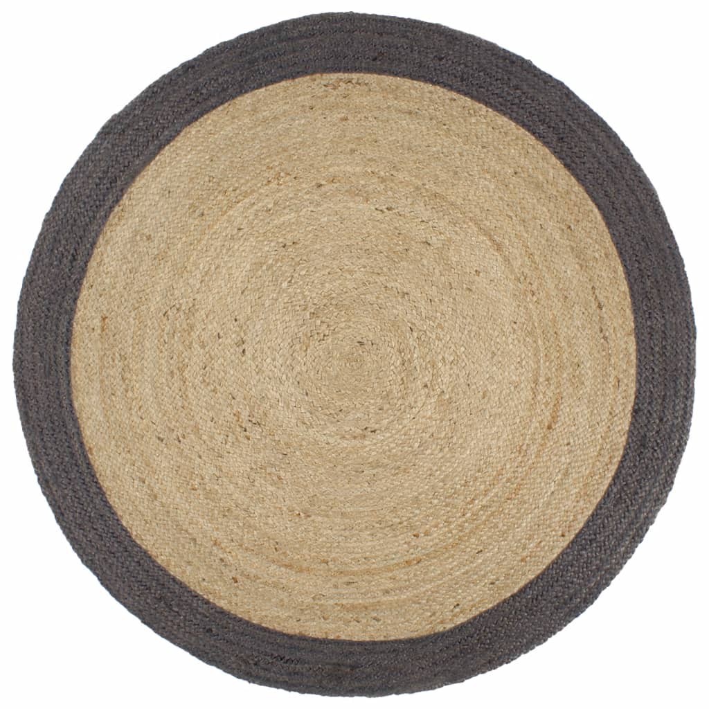 vidaXL Covor manual cu margine gri închis, 180 cm, iută vidaXL Covor manual cu margine gri închis, 180 cm, iută