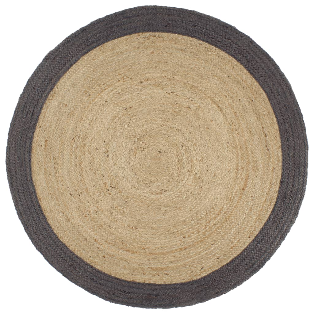 vidaXL Covor manual cu margine gri închis, 210 cm, iută vidaXL Covor manual cu margine gri închis, 210 cm, iută