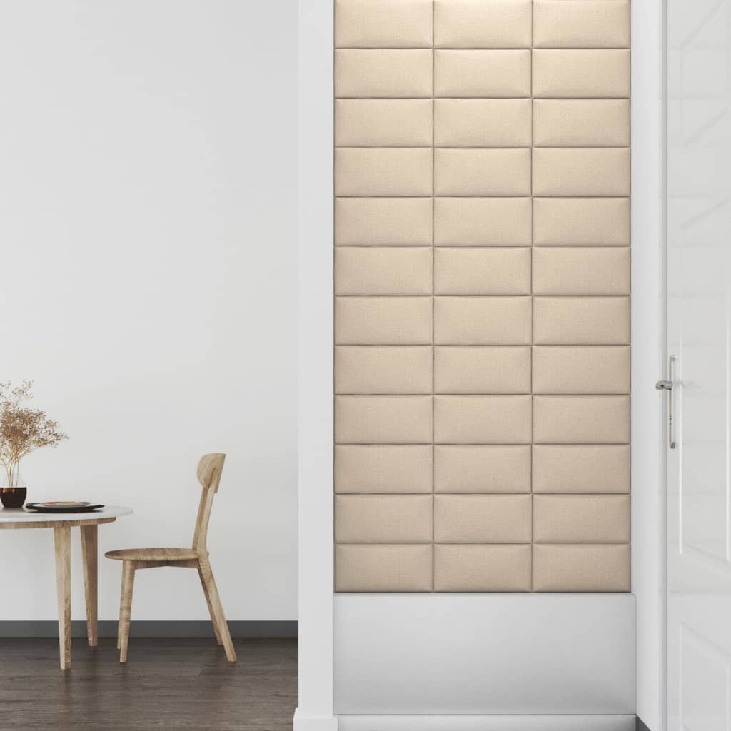 vidaXL Panouri de perete 12 buc. crem 30x15 cm textil 0,54 m²