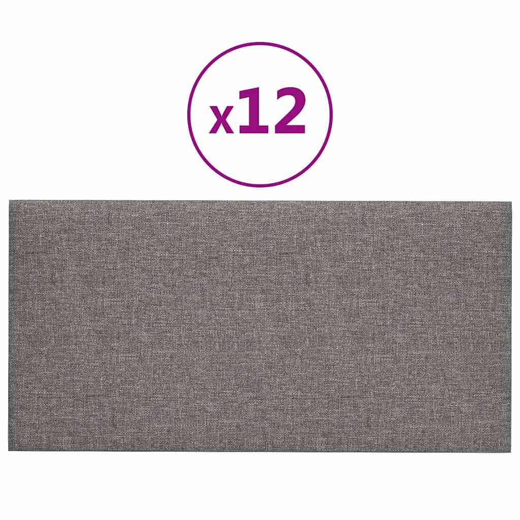 vidaXL Panouri de perete 12 buc. gri deschis 30x15 cm textil 0,54 m²