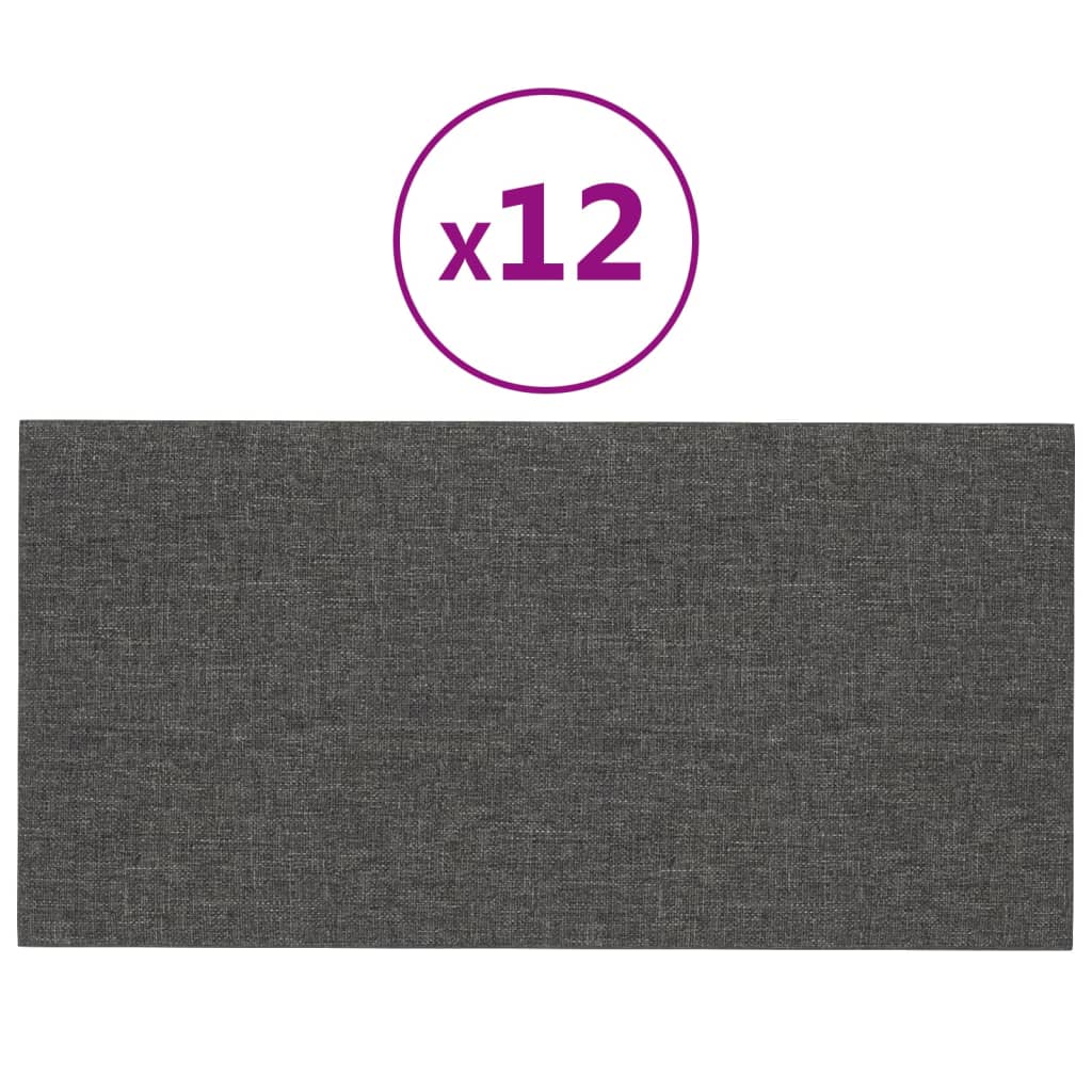 vidaXL Panouri de perete 12 buc. gri închis 30x15 cm textil 0,54 m² vidaXL Panouri de perete 12 buc. gri închis 30x15 cm textil 0,54 m²