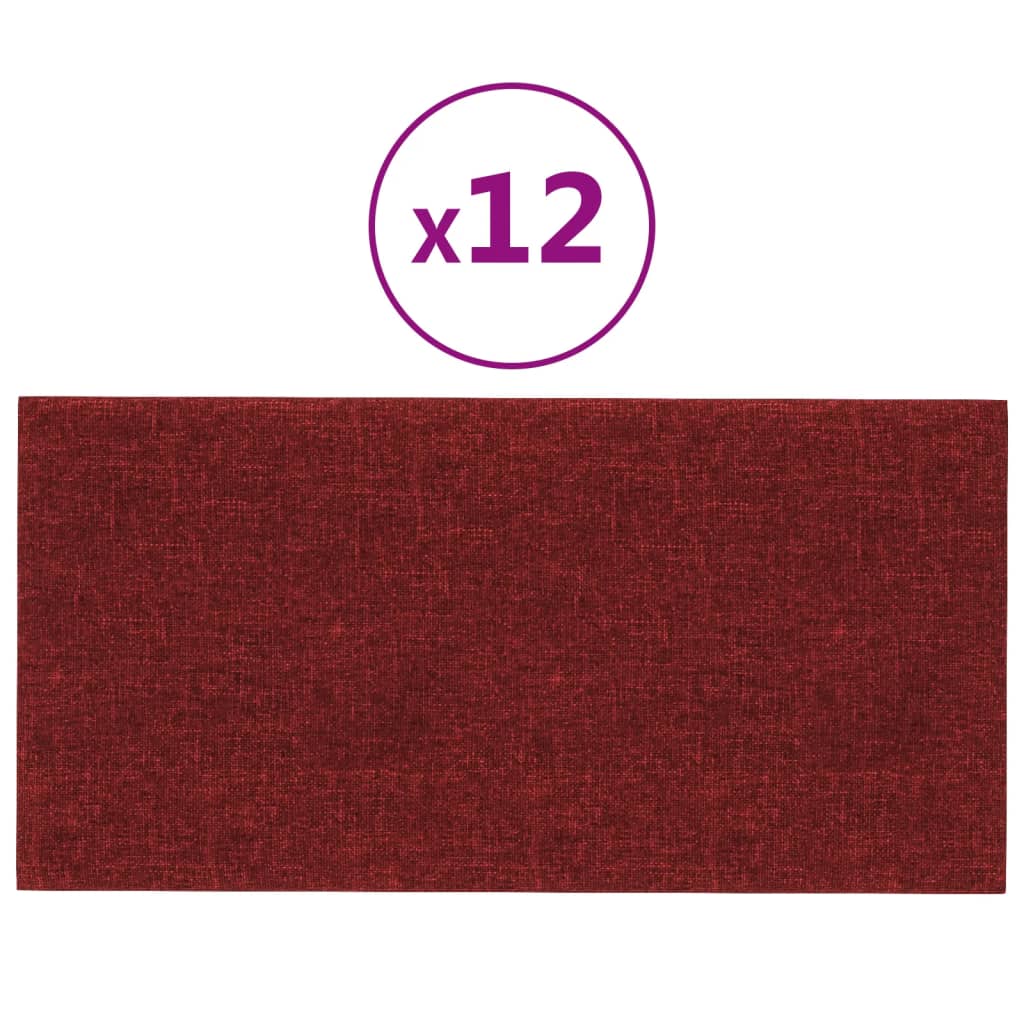 vidaXL Panouri de perete, 12 buc., roșu vin, 30x15 cm, textil, 0,54 m² vidaXL Panouri de perete, 12 buc., roșu vin, 30x15 cm, textil, 0,54 m²