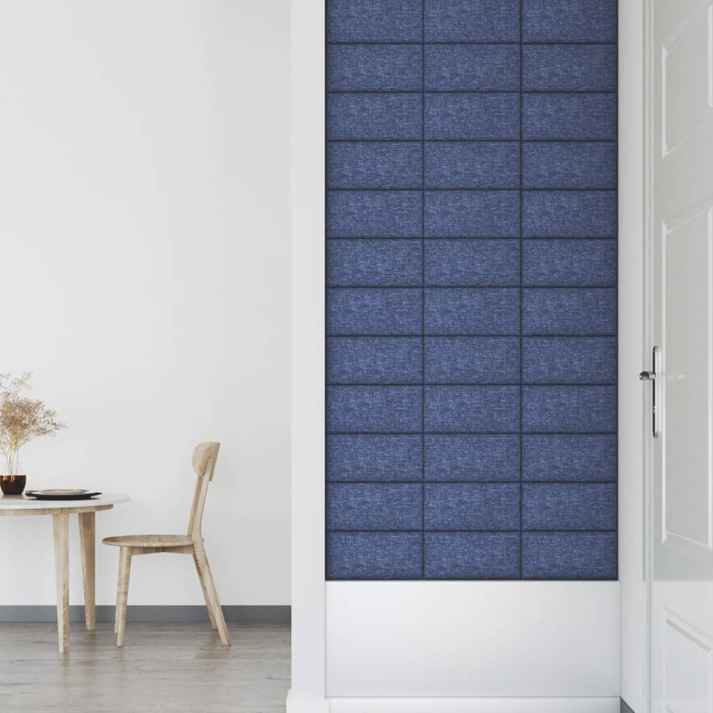 vidaXL Panouri de perete, 12 buc., albastru, 30x15 cm, textil, 0,54 m² vidaXL Panouri de perete, 12 buc., albastru, 30x15 cm, textil, 0,54 m²