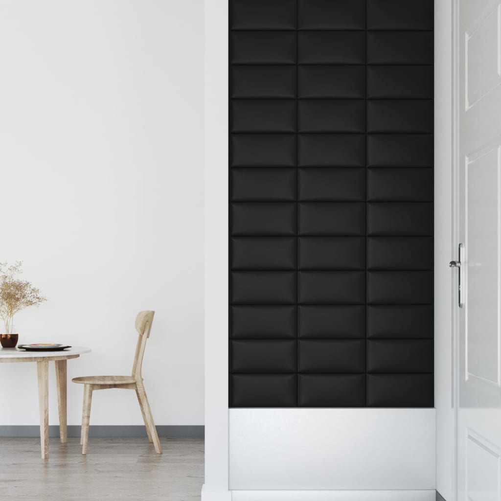vidaXL Panouri de perete 12 buc. negru 30x15 cm piele eco 0,54 m²