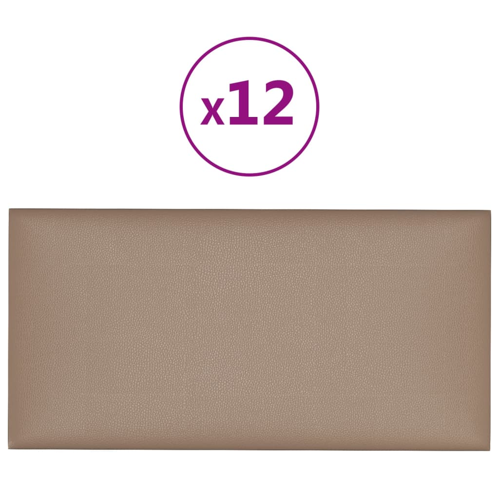 vidaXL Panouri de perete 12 buc. cappuccino 30x15 cm piele eco 0,54 m² vidaXL Panouri de perete 12 buc. cappuccino 30x15 cm piele eco 0,54 m²