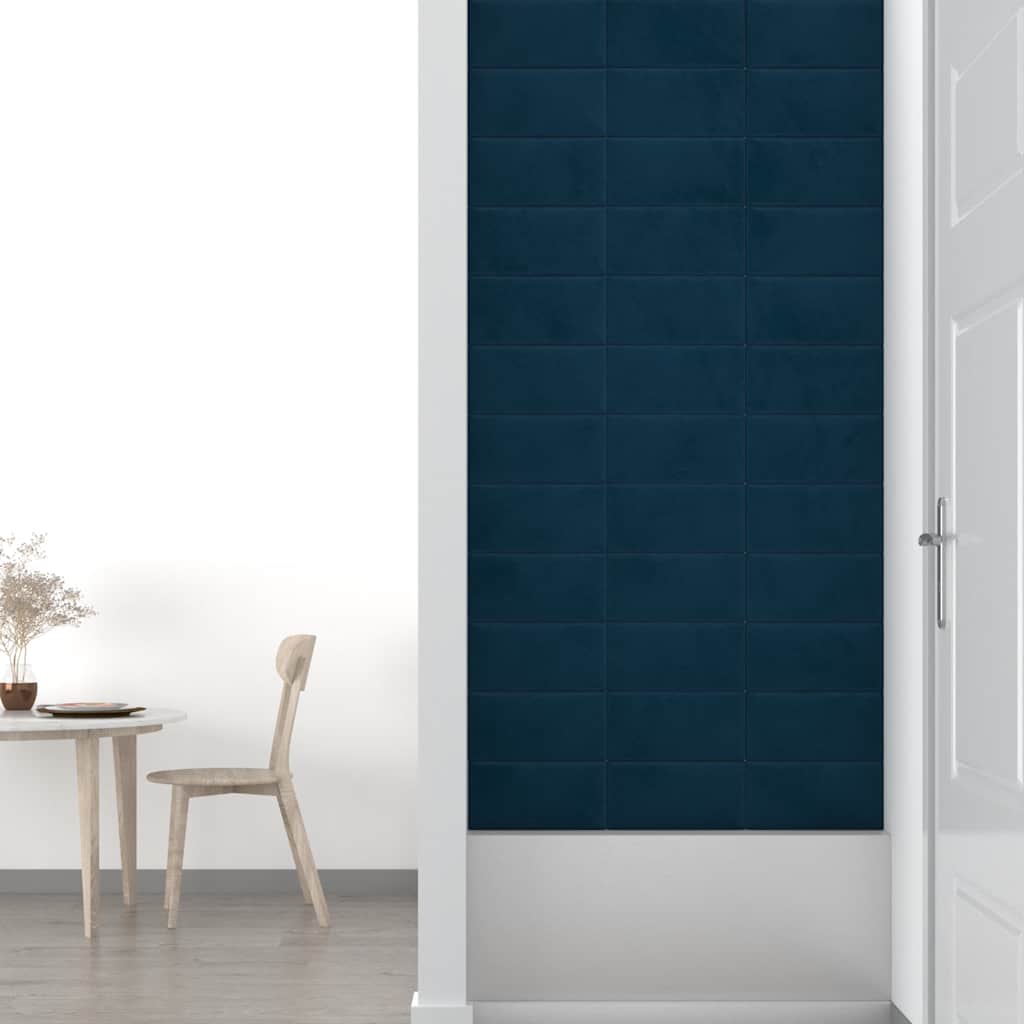 vidaXL Panouri de perete 12 buc. albastru 30x15 cm catifea 0,54 m² vidaXL Panouri de perete 12 buc. albastru 30x15 cm catifea 0,54 m²
