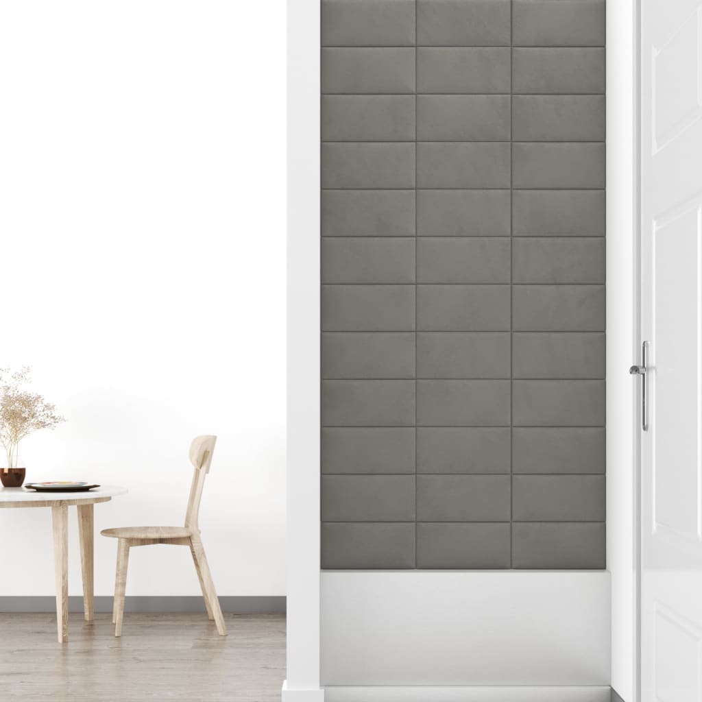 vidaXL Panouri de perete 12 buc. gri deschis 30x15 cm catifea 0,54 m² vidaXL Panouri de perete 12 buc. gri deschis 30x15 cm catifea 0,54 m²