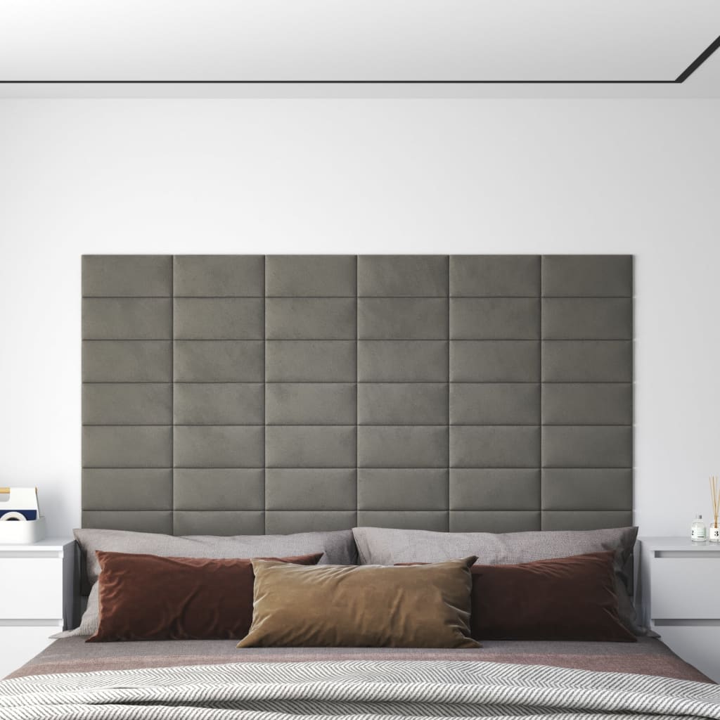 vidaXL Panouri de perete 12 buc. gri deschis 30x15 cm catifea 0,54 m² vidaXL Panouri de perete 12 buc. gri deschis 30x15 cm catifea 0,54 m²