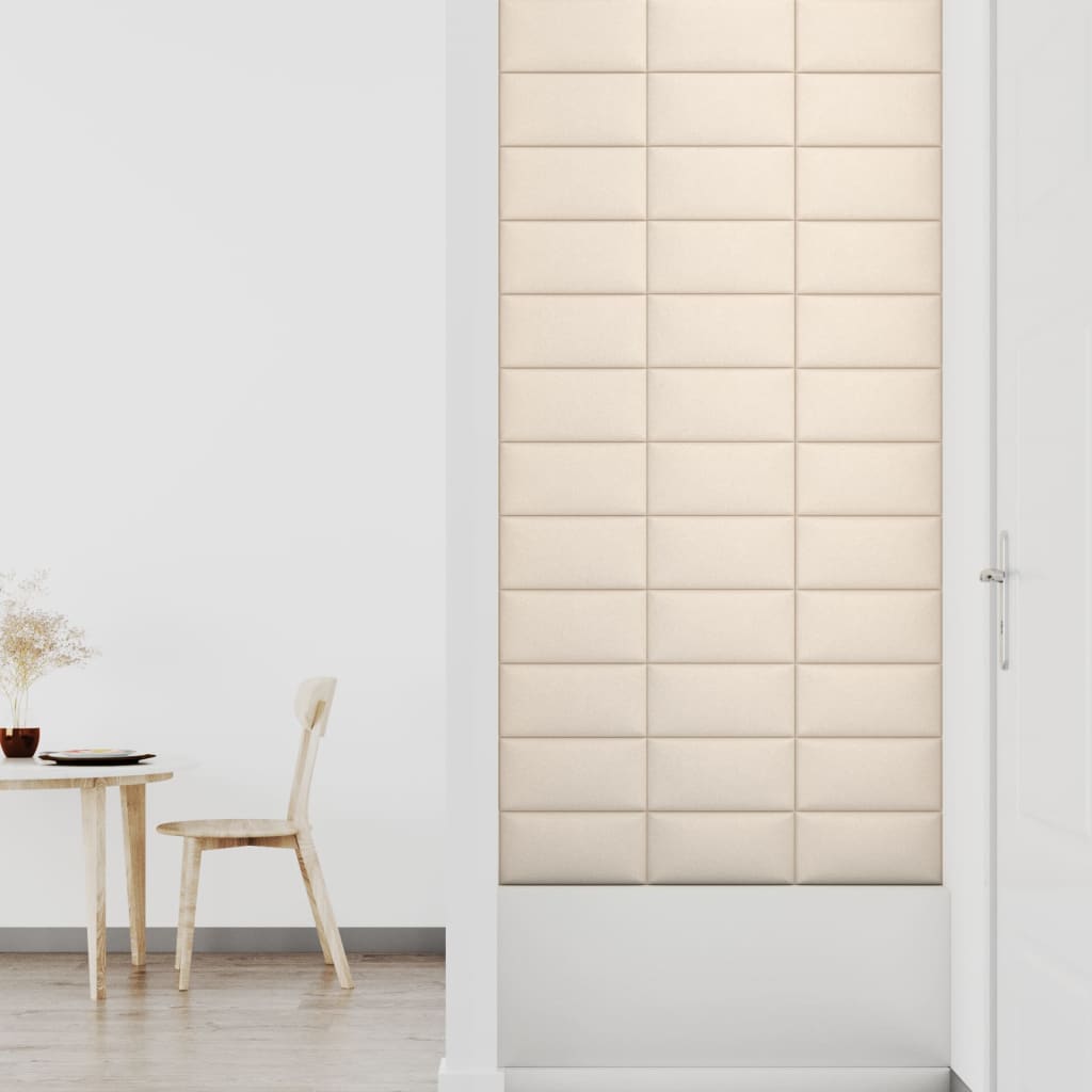 vidaXL Panouri de perete, 12 buc., crem, 30x15 cm, catifea, 0,54 m² vidaXL Panouri de perete, 12 buc., crem, 30x15 cm, catifea, 0,54 m²