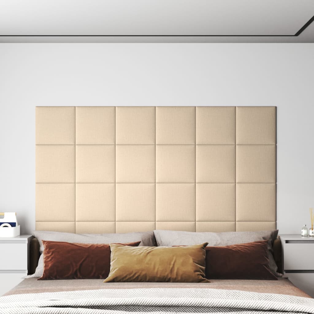 vidaXL Panouri de perete 12 buc. crem 30x30 cm material textil 1,08 m² vidaXL Panouri de perete 12 buc. crem 30x30 cm material textil 1,08 m²