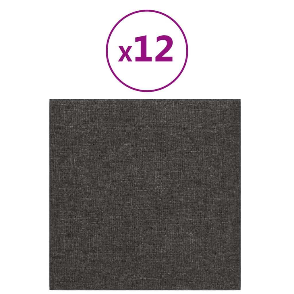 vidaXL Panouri de perete 12 buc. gri închis 30x30 cm textil 1,08 m²