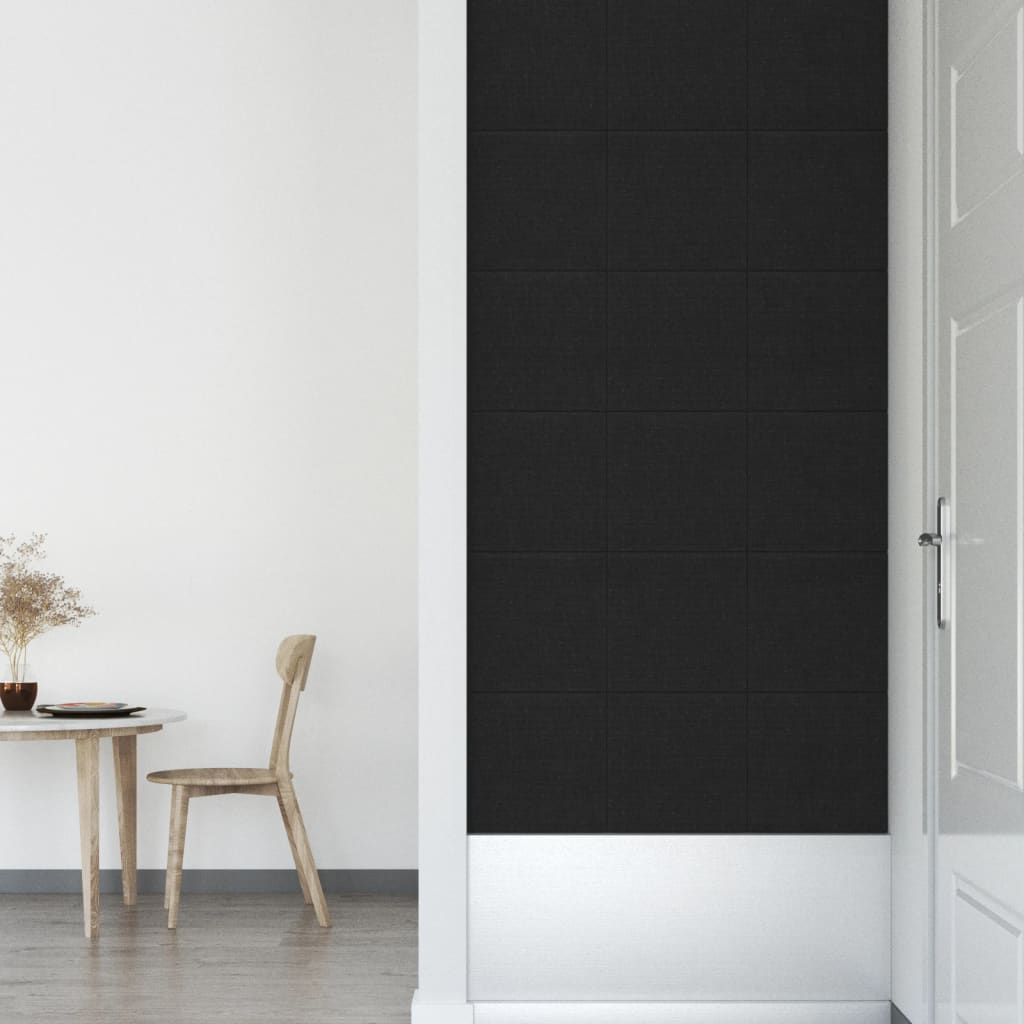 vidaXL Panouri de perete 12 buc. negru 30x30 cm țesătură 1,08m²
