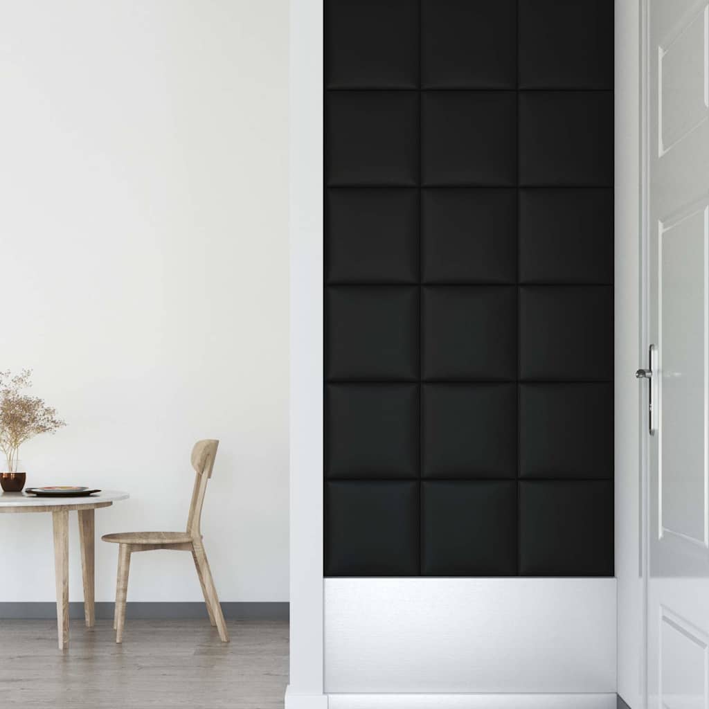 vidaXL Panouri perete 12 buc. negru, 30x30 cm piele ecologică, 1,08 m² vidaXL Panouri perete 12 buc. negru, 30x30 cm piele ecologică, 1,08 m²