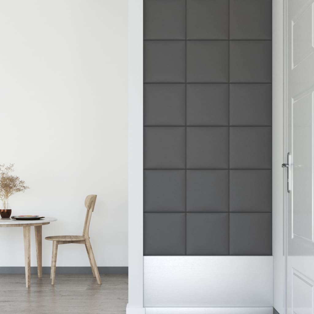vidaXL Panouri perete 12 buc. gri, 30x30 cm, piele ecologică, 1,08 m²