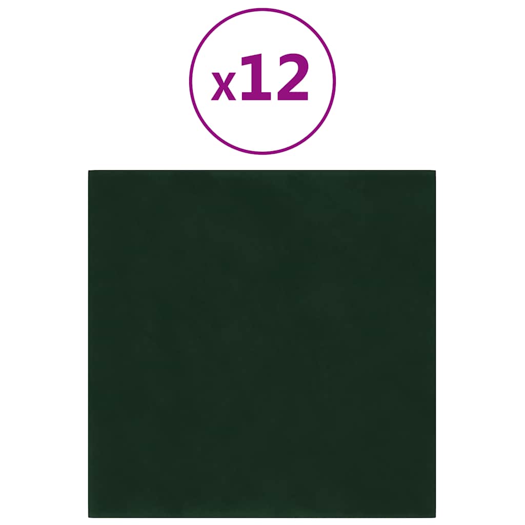 vidaXL Panouri de perete 12 buc. verde închis 30x30 cm catifea 1,08 m² vidaXL Panouri de perete 12 buc. verde închis 30x30 cm catifea 1,08 m²