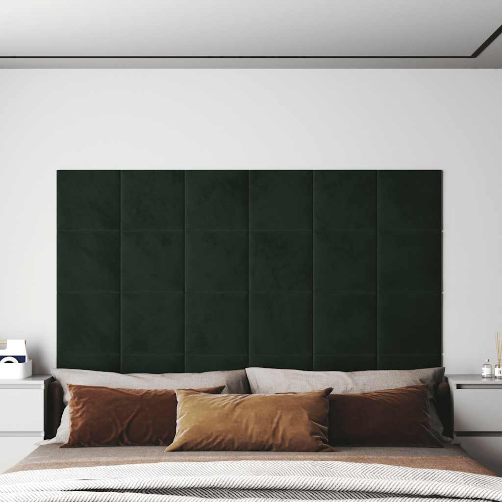 vidaXL Panouri de perete 12 buc. verde închis 30x30 cm catifea 1,08 m² vidaXL Panouri de perete 12 buc. verde închis 30x30 cm catifea 1,08 m²
