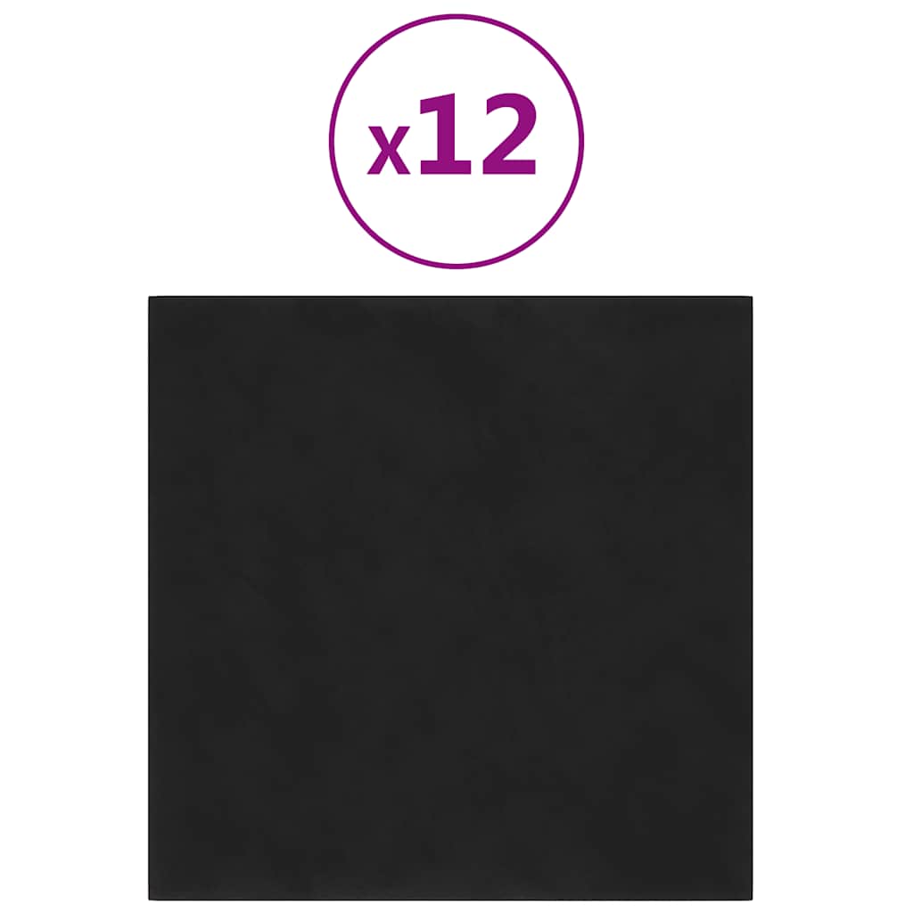vidaXL Panouri de perete 12 buc. negru 30x30 cm catifea 1,08m² vidaXL Panouri de perete 12 buc. negru 30x30 cm catifea 1,08m²