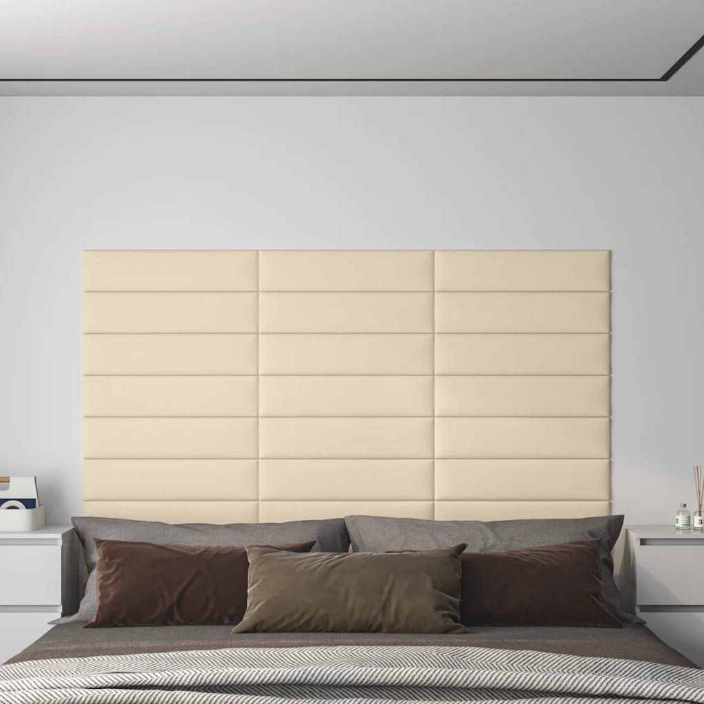 vidaXL Panouri de perete, 12 buc., crem, 60x15 cm, textil, 1,08 m² vidaXL Panouri de perete, 12 buc., crem, 60x15 cm, textil, 1,08 m²