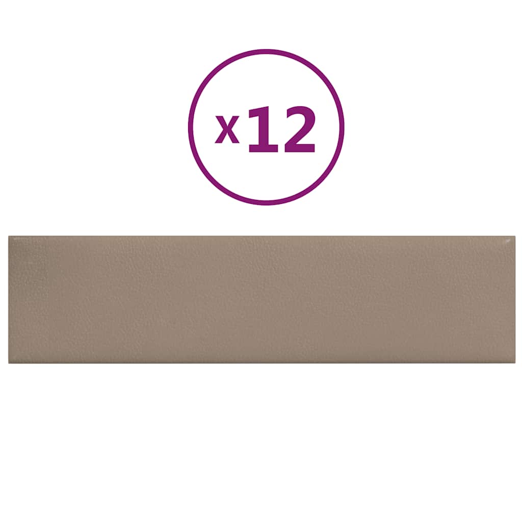 vidaXL Panouri perete 12 buc. cappuccino 60x15 cm piele eco 1,08 m²
