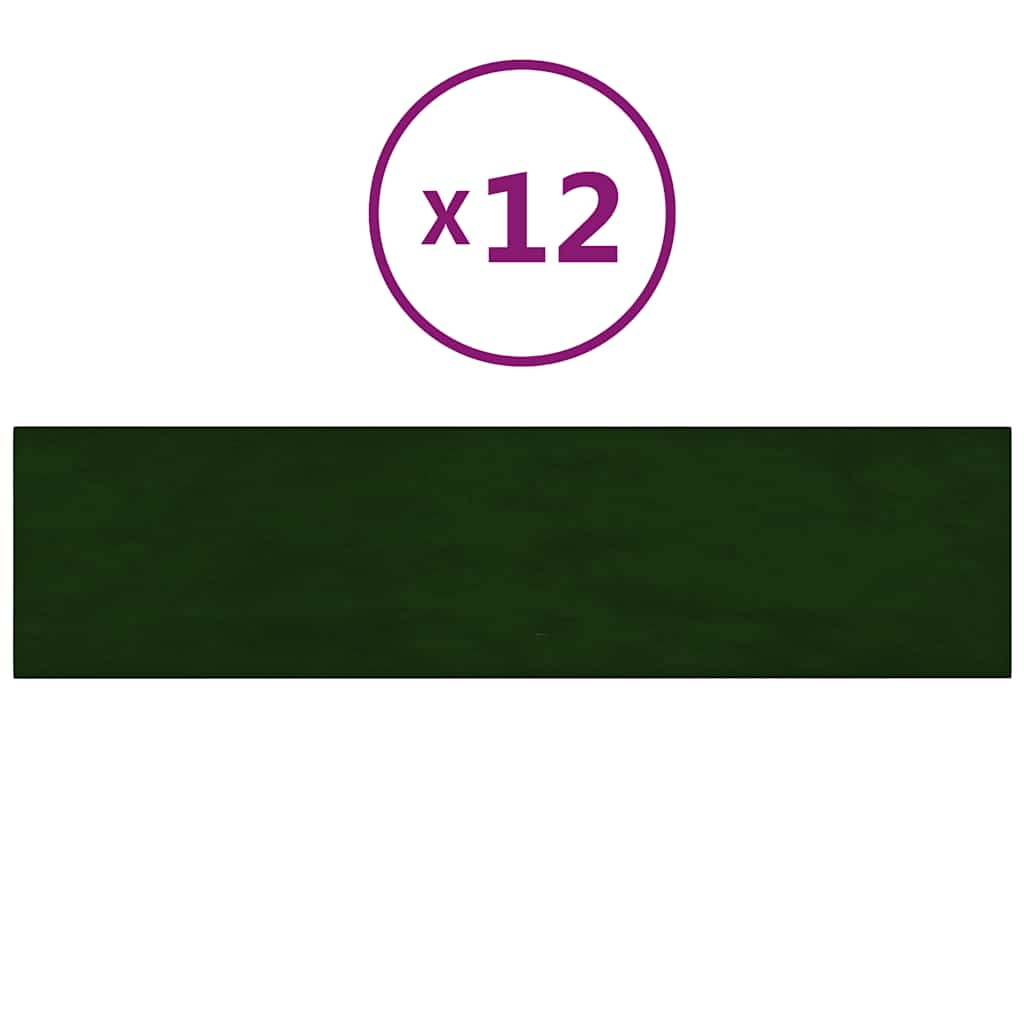 vidaXL Panouri de perete 12 buc. verde închis 60x15 cm catifea 1,08 m² vidaXL Panouri de perete 12 buc. verde închis 60x15 cm catifea 1,08 m²