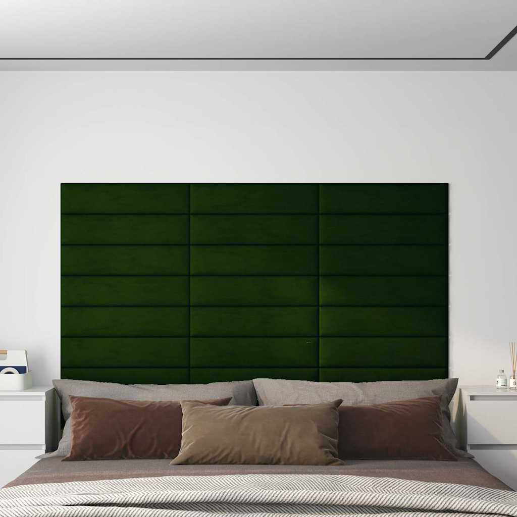 vidaXL Panouri de perete 12 buc. verde închis 60x15 cm catifea 1,08 m² vidaXL Panouri de perete 12 buc. verde închis 60x15 cm catifea 1,08 m²