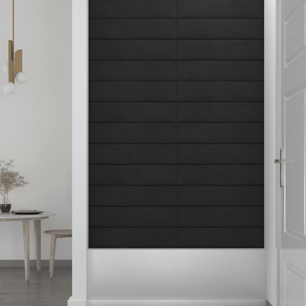 vidaXL Panouri de perete 12 buc. Negru 60x15 cm catifea 1,08 m² vidaXL Panouri de perete 12 buc. Negru 60x15 cm catifea 1,08 m²